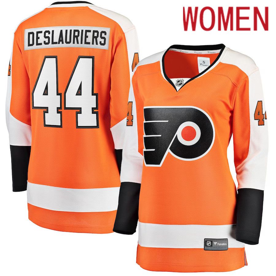 Women Philadelphia Flyers 44 Nicolas Deslauriers Fanatics Branded Orange Home Breakaway Player NHL Jersey